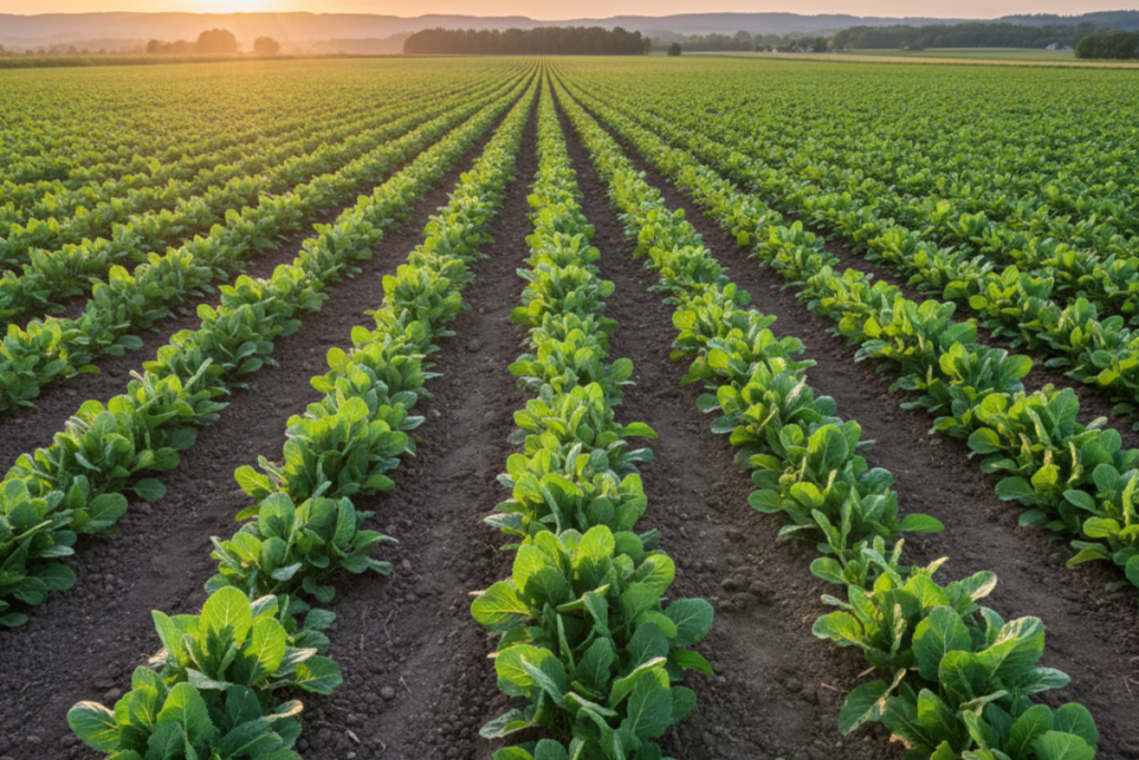 cultivo agrícola sano fertilizado con fertilizantes orgánicos